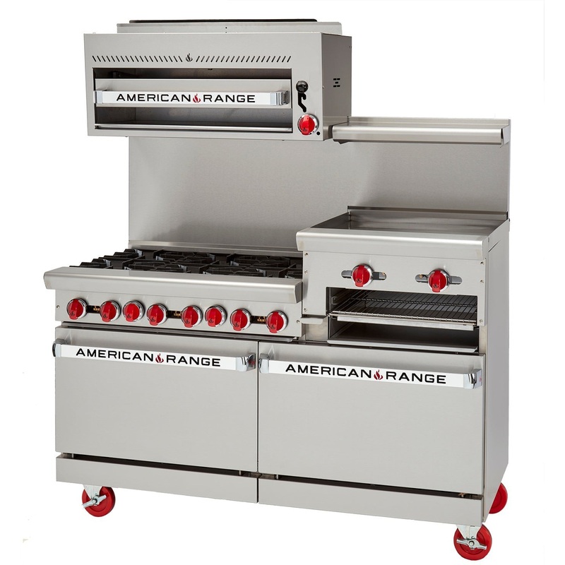 American Range - 36" Stainless Steel Restaurant Range 12" Raised Griddles, 4 Burners With 26.5" 1 Standard Oven - AR-4B-12RG