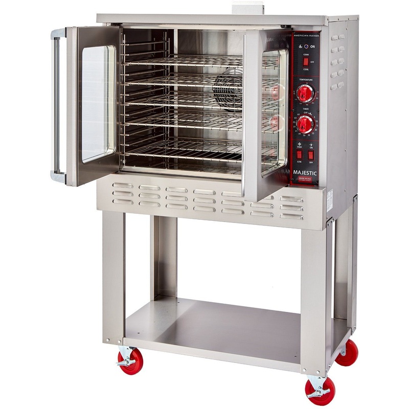 American Range - 40" Stainless Steel Majestic Convection Ovens Gas Bakery Single Deck, 2 Burners with Manual Controls and Solid Doors- M-1