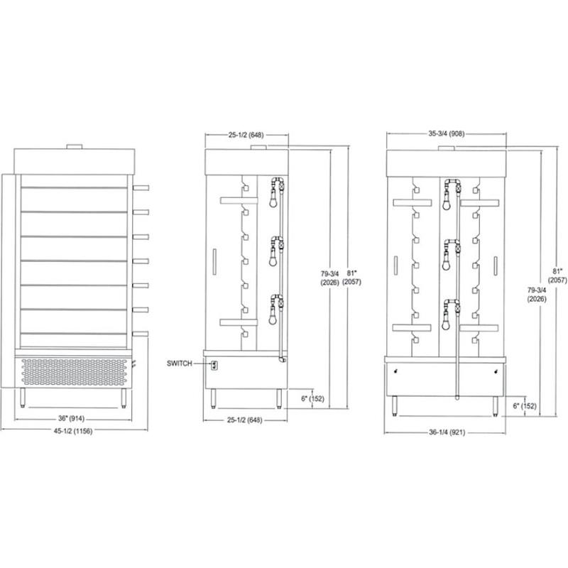 American Range - 48" Stainless Steel CounterTop 14 Spits Chicken Rotisserie - ACB-14