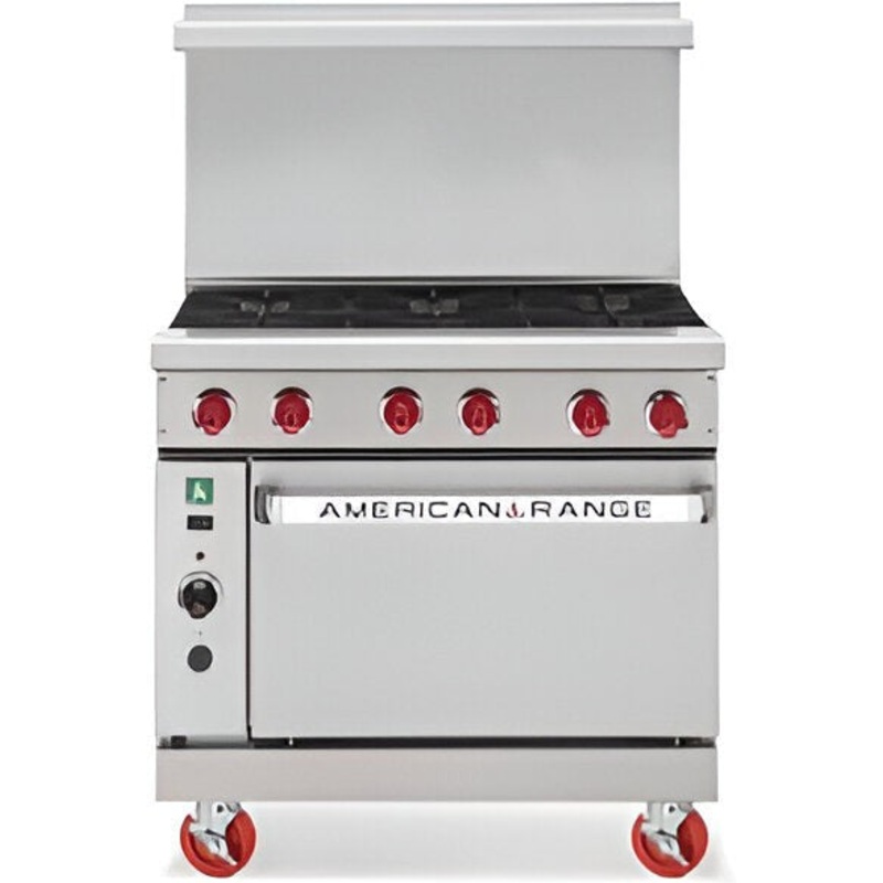 American Range -48" Stainless Steel Green Flame Ranges 8 Burners with 26.5" 2 Space Saver Oven - ARGF-8