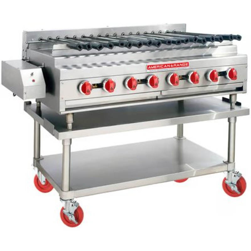 American Range - 24" Stainless Steel Countertop Gas Rotisserie Kebob Charbroiler - ARKB-24-R