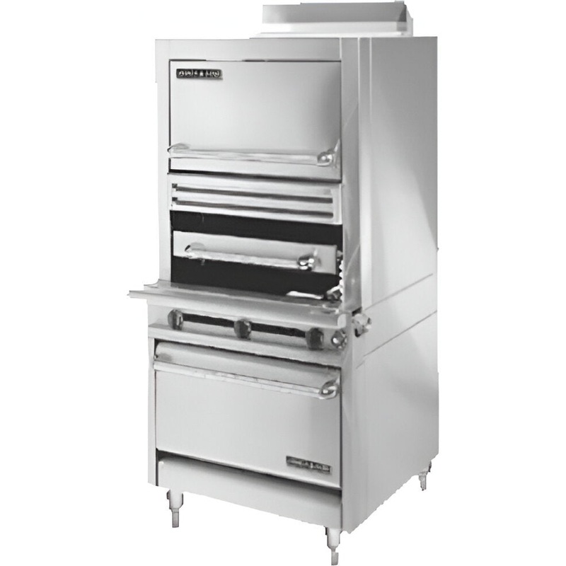 American Range - 34" Stainless Steel Medallion Heavy Duty Infrared Upright Broiler With Standard  Oven - HDIR34-1