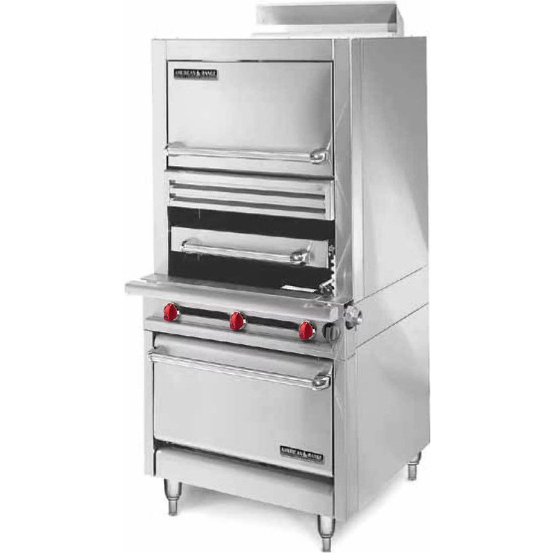 American Range - 34" Stainless Steel Medallion Heavy Duty Infrared Upright Broiler With Storage Base - HDIR34-O