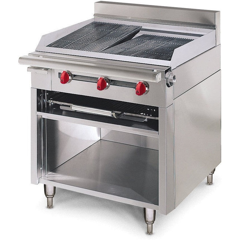 American Range - 34" Stainless Steel Medallion Heavy Duty Radiant Broiler with Pull-Out Rack - HD34-CRBR-O