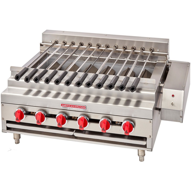 American Range - 36" Stainless Steel Radiant Shish Kebob Broiler with Rotisserie - ARKB-36-R