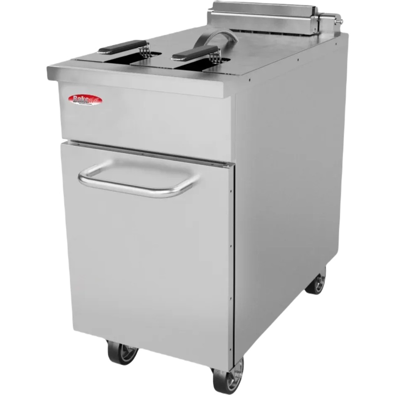 Bakemax - Commercial Electric Floor Model 75 lbs Fryer with Lift Up Element - BMPLS7FE030