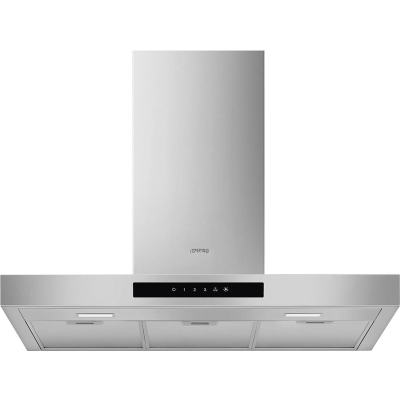 Smeg - 30" Flat T-Shape Universal Brushed Hood, Stainless Steel | 600 CFM - KBTU30X