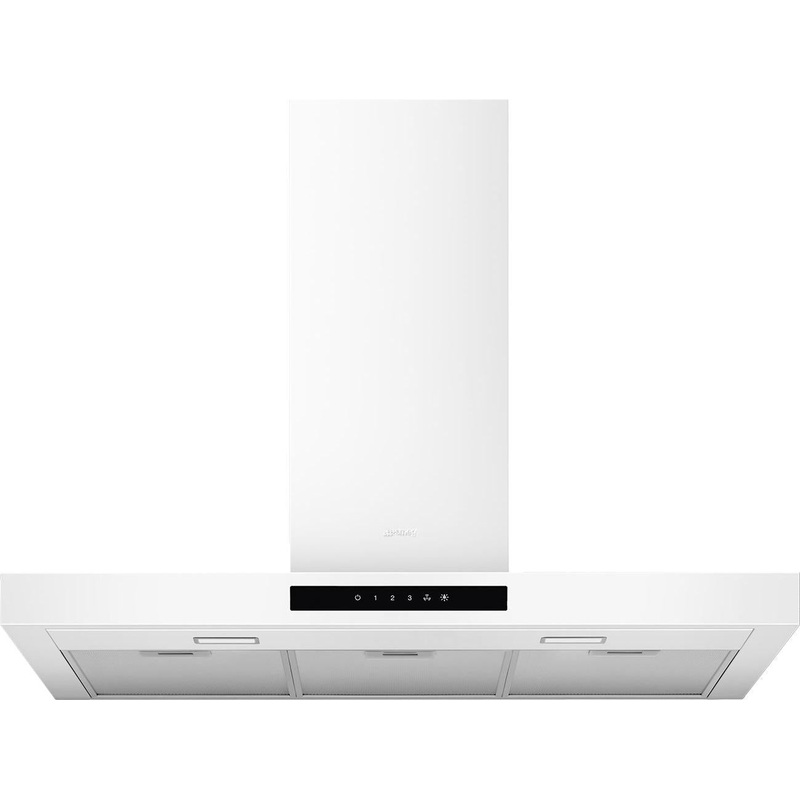 Smeg - 36" Flat T-Shape Universal Brushed Hood, Matte White| 600 CFM - KBTU36MW