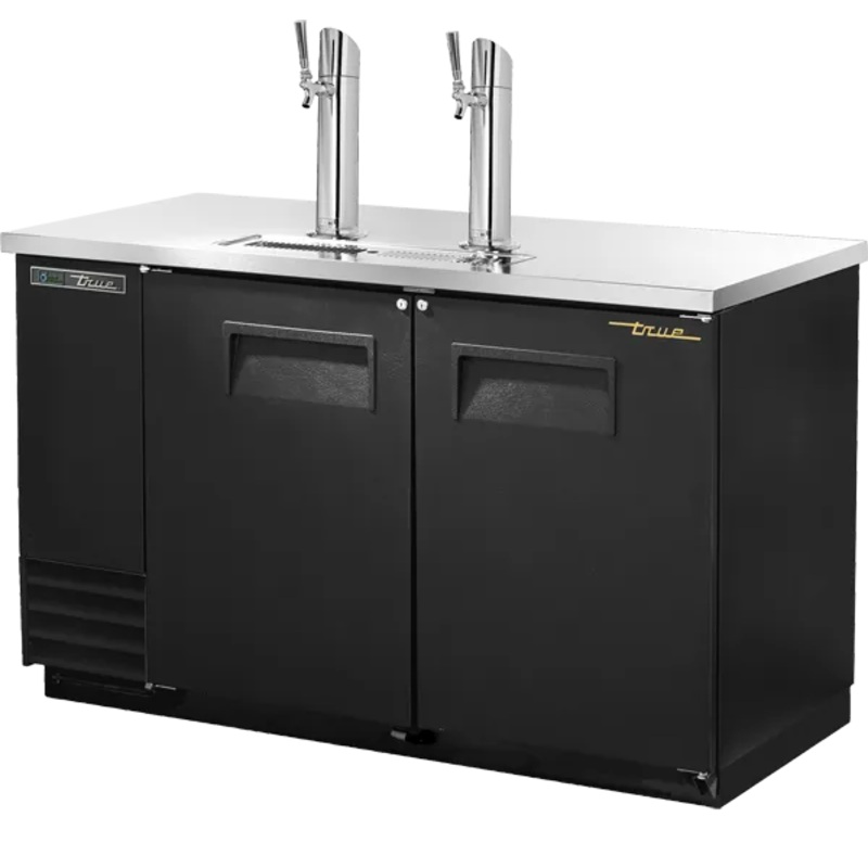 TRUE - 58.6" Black Solid Swing Door Direct Draw Beer Dispenser with Hydrocarbon Refrigerant - TDD-2-HC BLK
