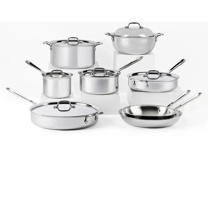 All-Clad - D3 Pro Stainless 14 Pcs 3-ply Bonded Cookware Set - 401716L