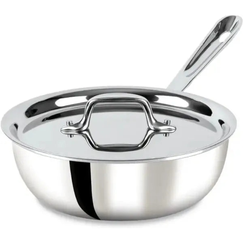 All-Clad - D3 Pro Stainless 2 Qt 3-ply Bonded Saucier with Lid - 4212R