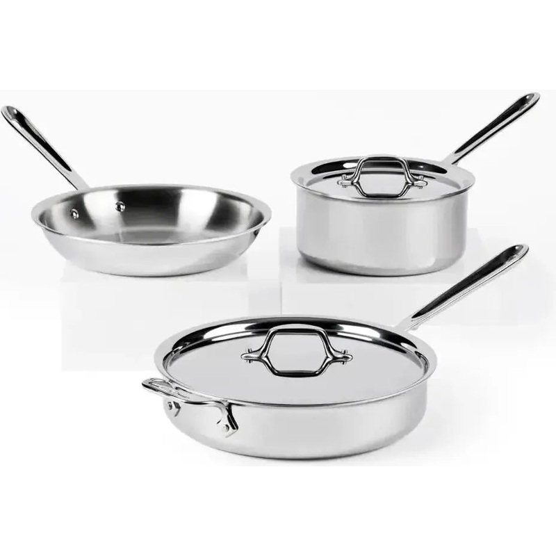 All-Clad - D3 Pro Stainless 5 Pcs 3-ply Bonded Cookware Set - 401599L