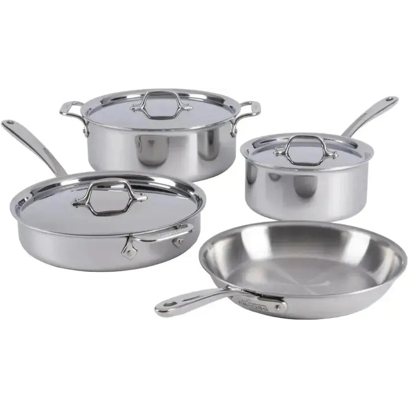 All-Clad - D3 Pro Stainless 7 Pcs Pots and Pans Cookware Set - 40007LBLM