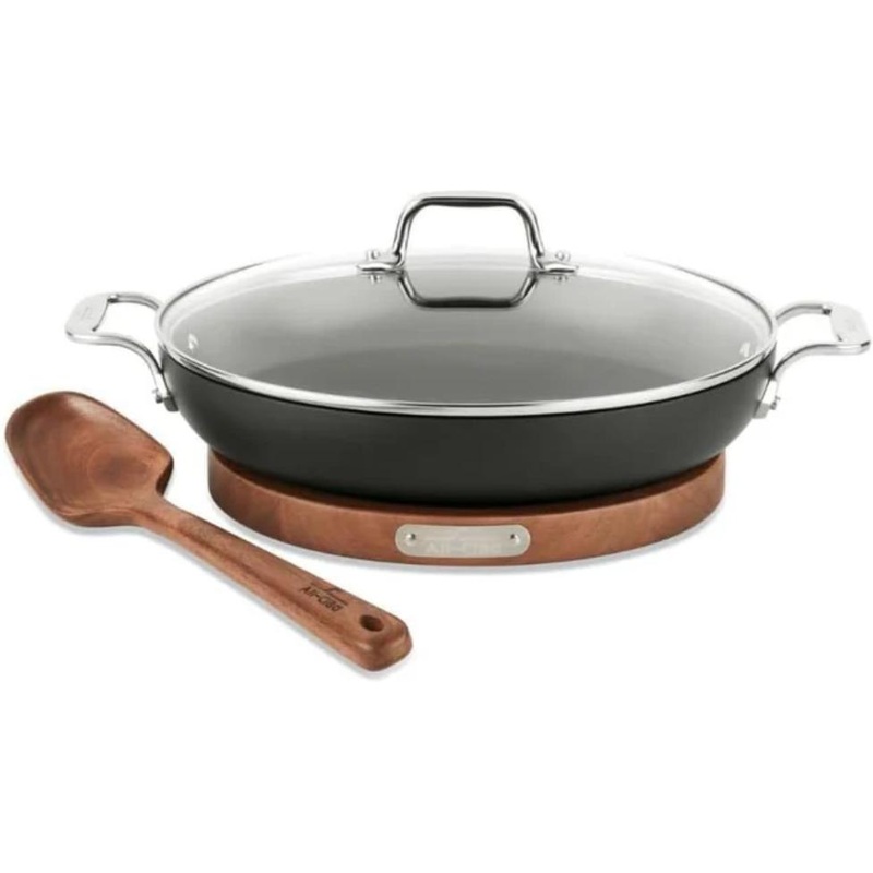 All-Clad - HA1 Gathering 4 Qt Non-Stick Universal Pan with Lid, Trivet and Serving Spoon - E1143S64