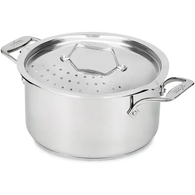 All-Clad - Simply Strain; 6 Quart Stainless Steel Multipot with Straining Lid - E7434664