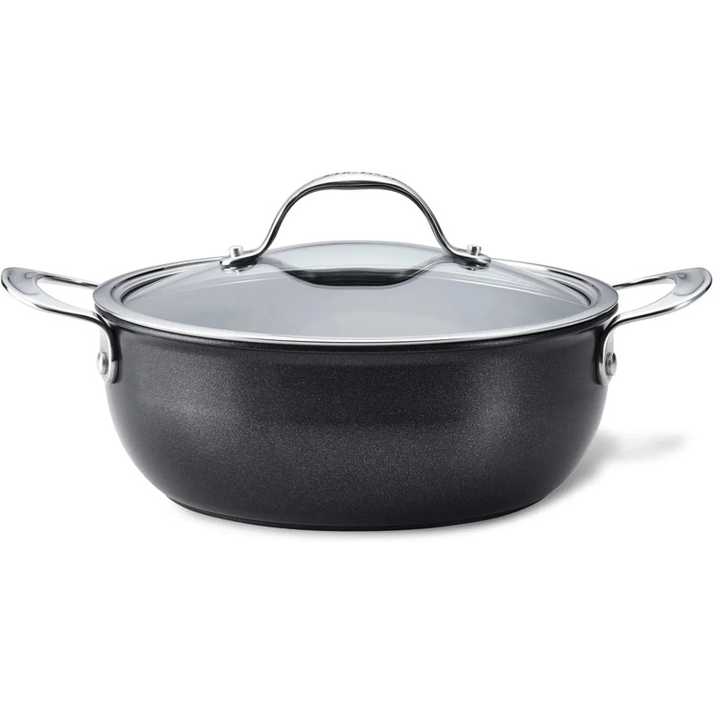 Anolon - 4 Qt Black Hybrid Nonstick Casserole Pan With Lid - 14386