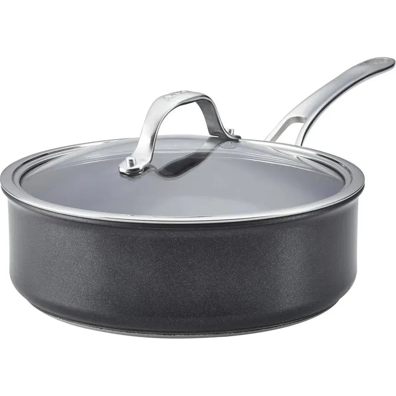 Anolon - X SearTech 3.5-Qt Super Dark Gray Aluminum Nonstick Saute Pan with Lid - 14385