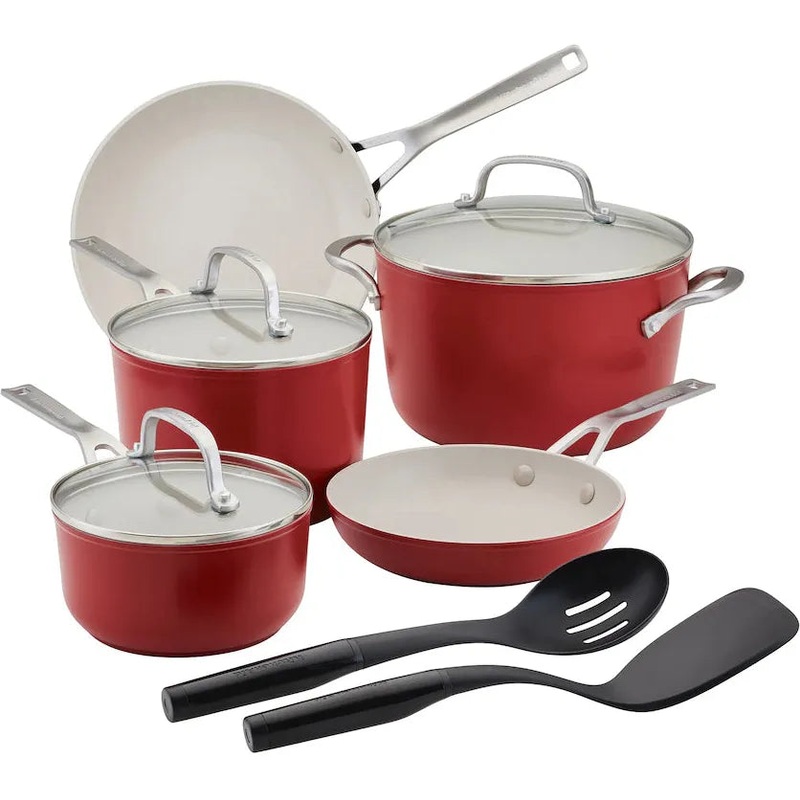KitchenAid - 10-Piece Empire Red Cookware Set - 12662-T