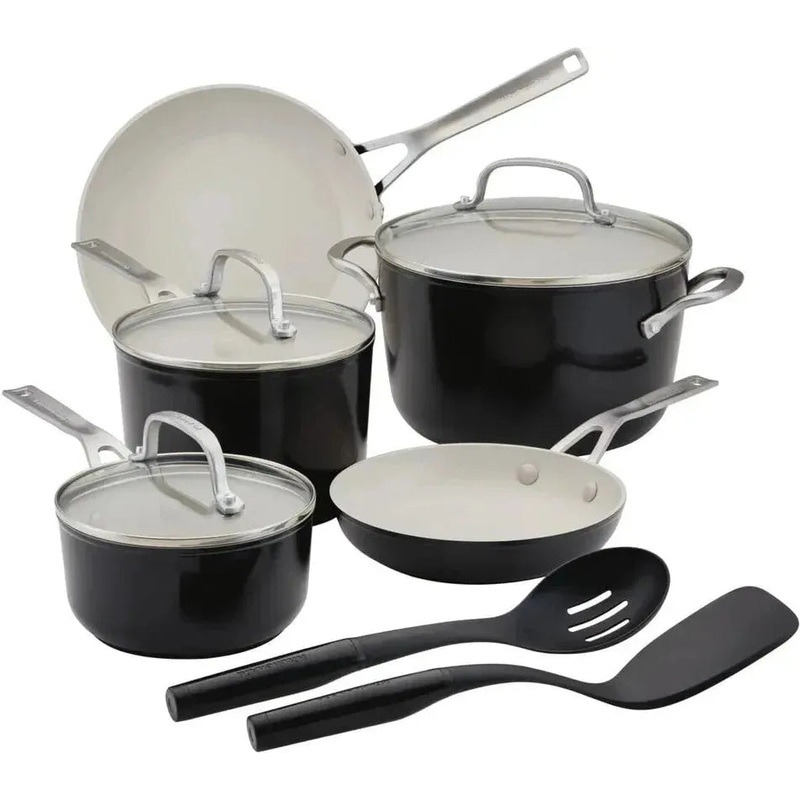 KitchenAid - 10-Piece Onix Black Ceramic Forged Aluminum Cookware Set - 12517-T
