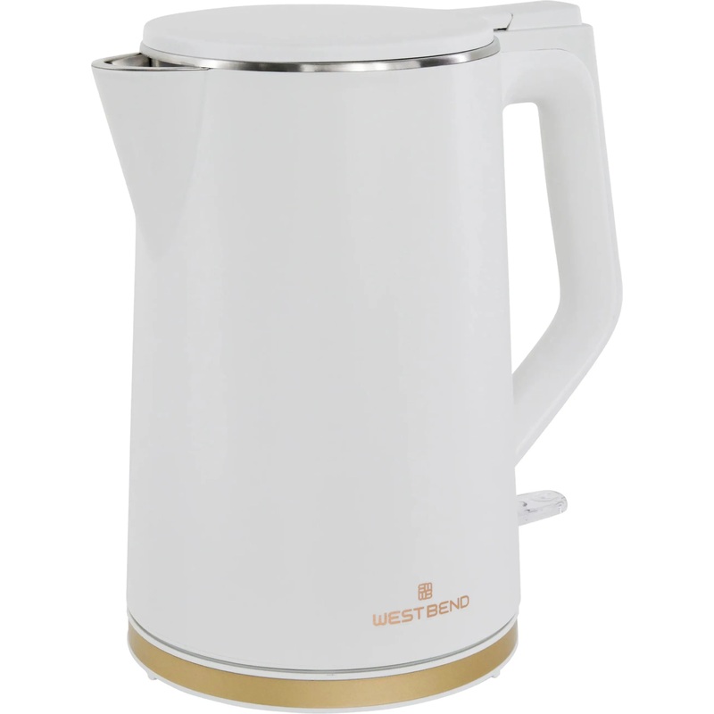 West Bend - 1.5 L White & Gold Electric Kettle - KTWB2LWG13