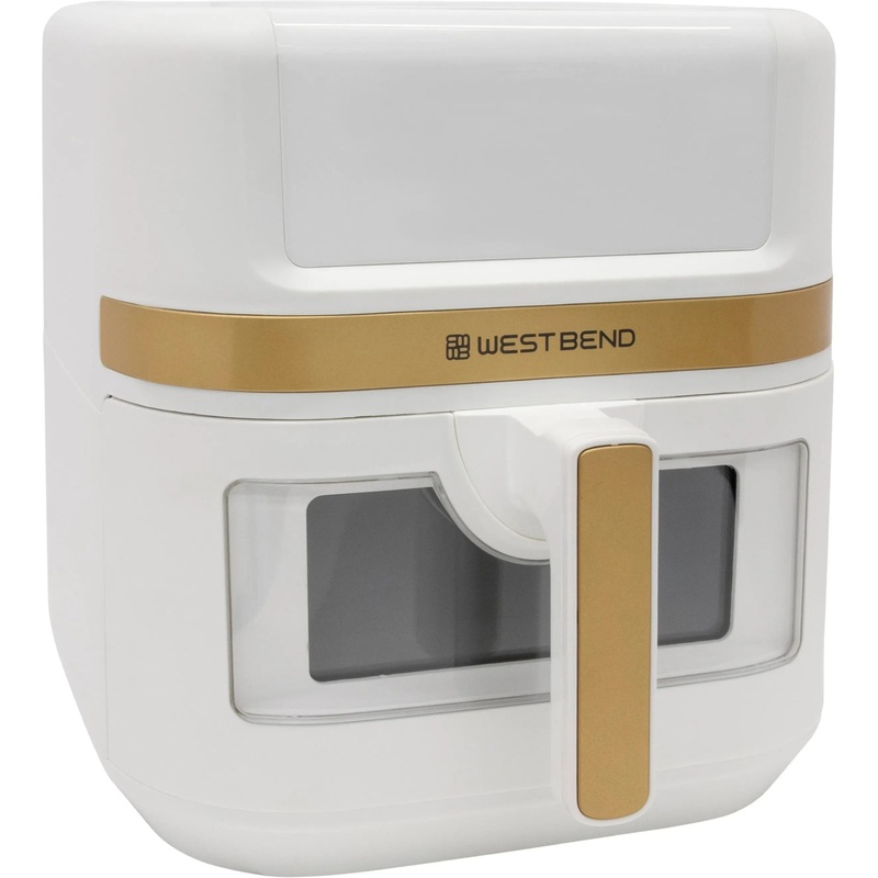West Bend - 7 QT White & Gold Air Fryer with 13 One-Touch Presets & Easy-View Window - AFWB7QWG13