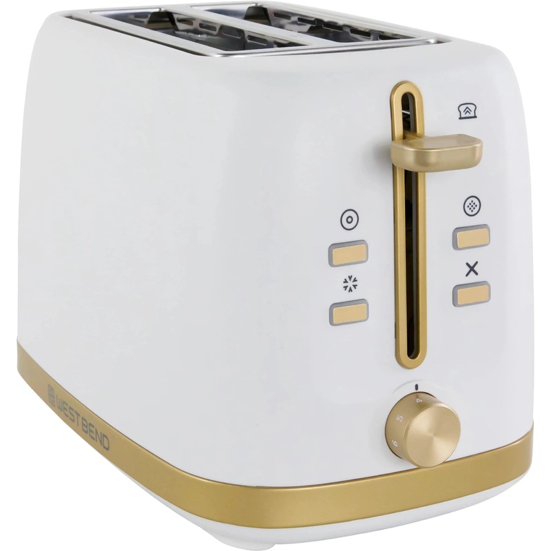 West Bend - Timeless 2-Slice White & Gold Toaster - TTWB2SWG13