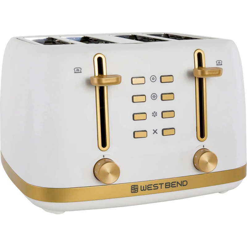 West Bend - Timeless 4-Slice White & Gold Toaster - TTWB4SWG13
