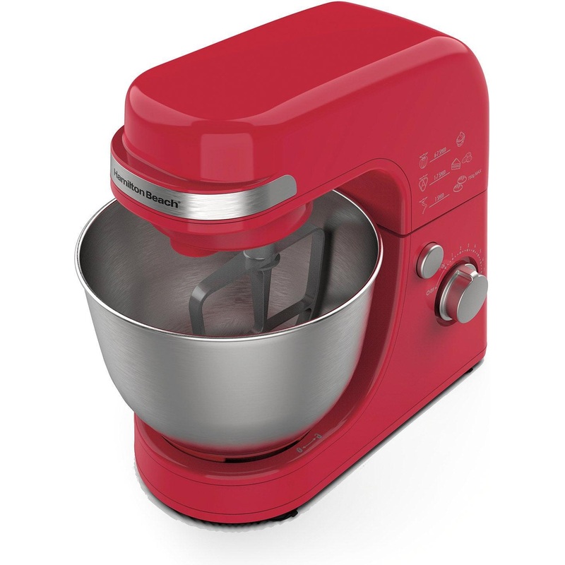 Hamilton Beach - 4 Qt Red Electric Stand Mixer with 7 Speeds - 63389