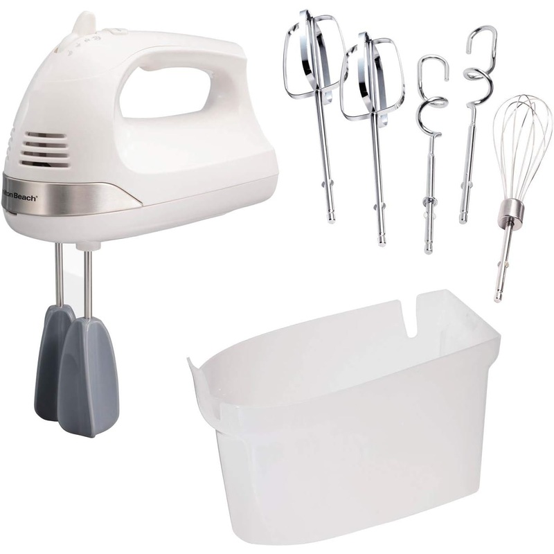 Hamilton Beach - 6 Speed White Hand Mixer with Easy Clean Beaters and Snap-On Case - 62636
