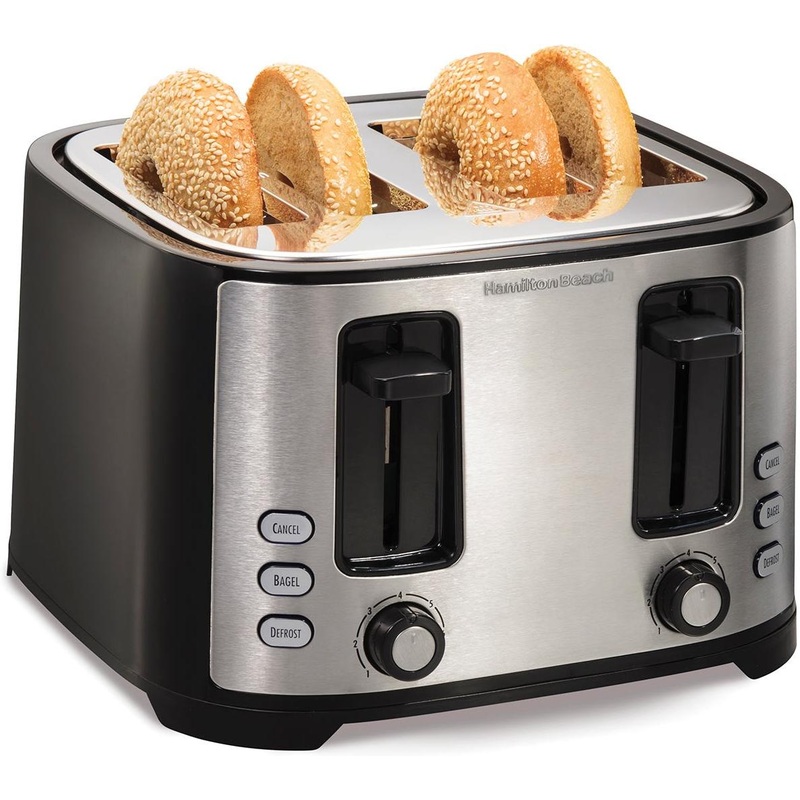 Hamilton Beach - 7.3" 4 Slices Black Toaster with Extra-Wide Slot - 24633V