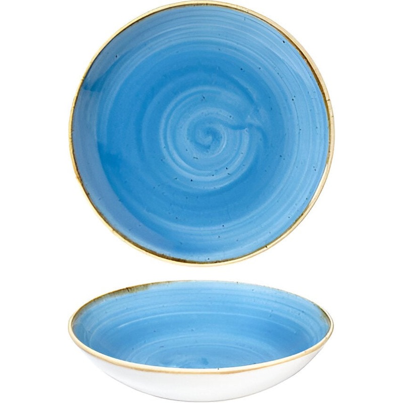 Churchill - 9.75" Super Vitrified Stonecast Cornflower Blue Large Coupe Pasta Bowl, Pack of 12 - SCFSEVB91