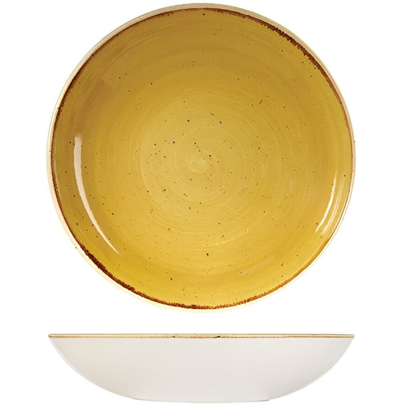 Churchill - 9.75" Super Vitrified Stonecast Mustard Seed Yellow Large Coupe Pasta Bowl, Pack of 12 - SMSSEVB91