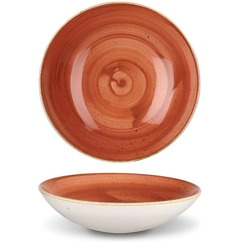 Churchill - 9.75" Super Vitrified Stonecast Spiced Orange Large Coupe Pasta Bowl, Pack of 12 - SSOSEVB91