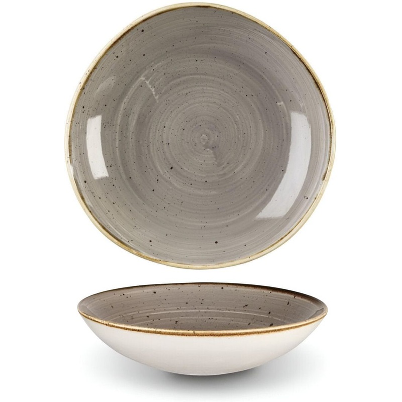 Churchill - 9.9" Super Vitrified Peppercorn Grey Stonecast Bowl, Pack of 12 - SPGSOGB11