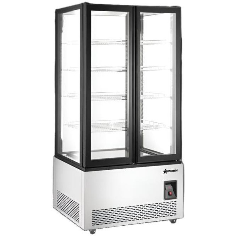 Omcan - 21.18 Cu.Ft. 40 Stainless Steel 4-Sided Glass Display Freezer with Front and Back Glass Door - 48376