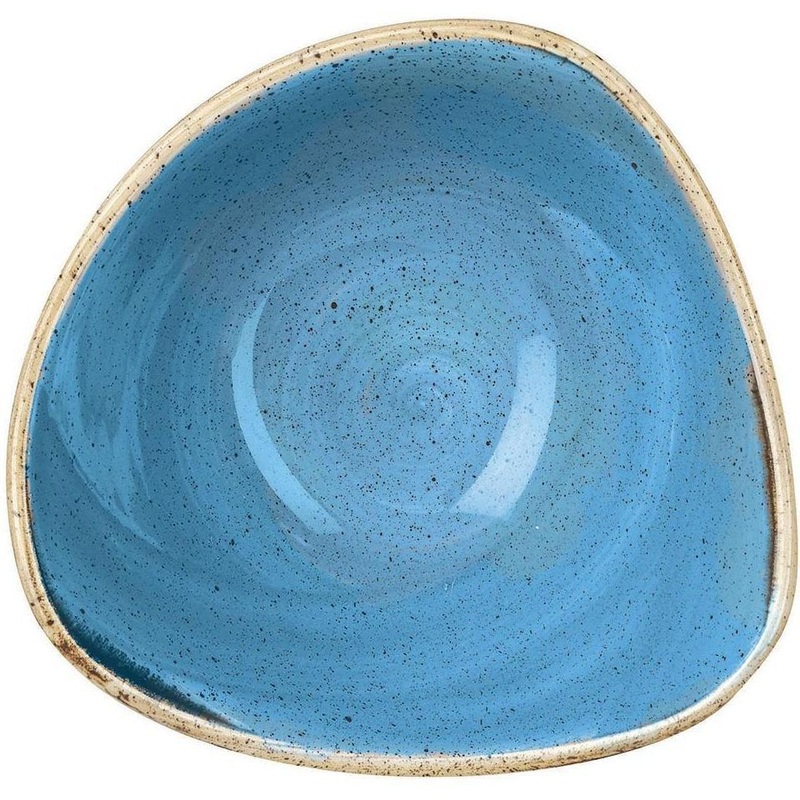Churchill - 6" Super Vitrified Stonecast Cornflower Blue Triangle Bowl, Pack of 12 - SCFSTRB61