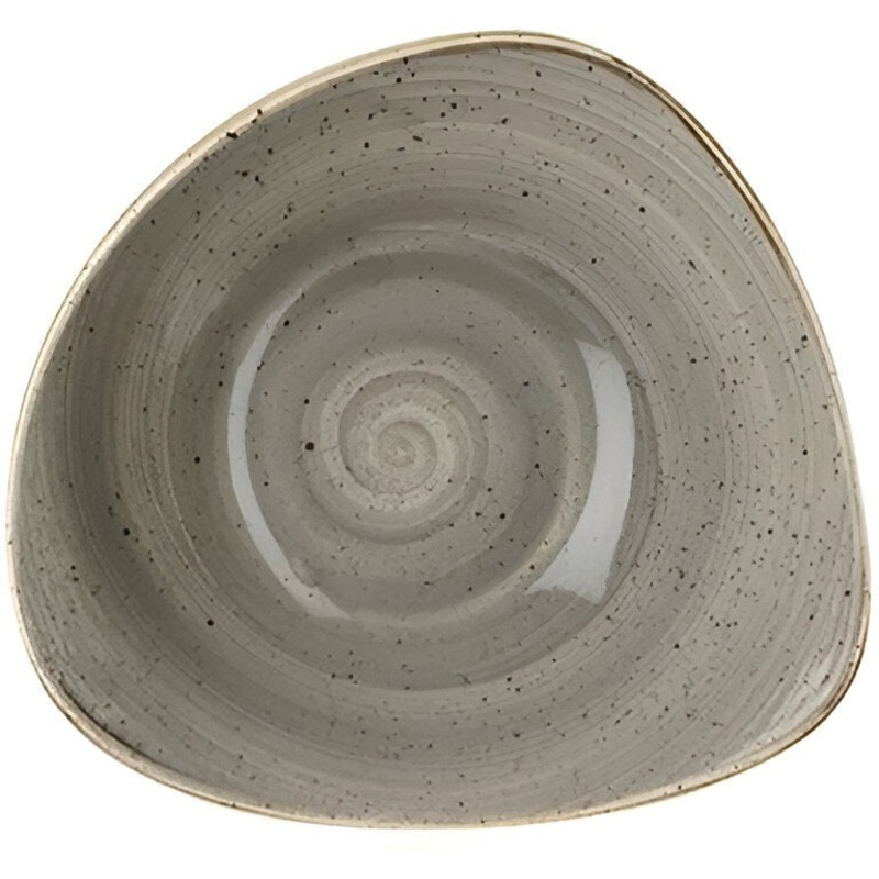 Churchill - 7.25" Super Vitrified Stonecast Peppercorn Grey Triangle Bowl, Pack of 12 - SPGSTRB71