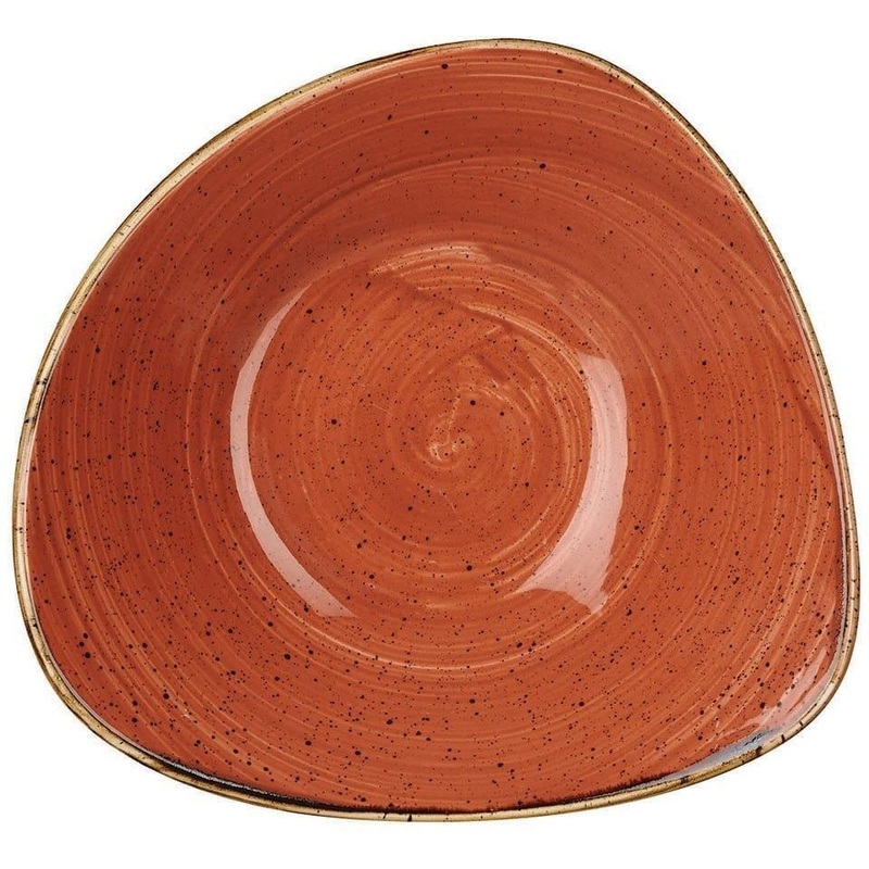 Churchill - 7.25" Super Vitrified Stonecast Spiced Orange Triangle Bowl, Pack of 12 - SSOSTRB71