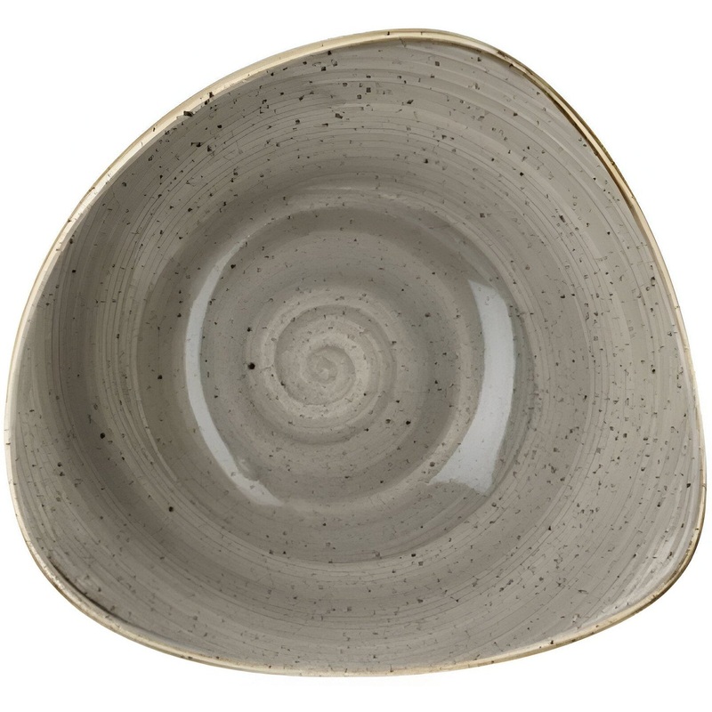 Churchill - 9.25" Super Vitrified Stonecast Peppercorn Grey Triangle Bowl, Pack of 12 - SPGSTRB91