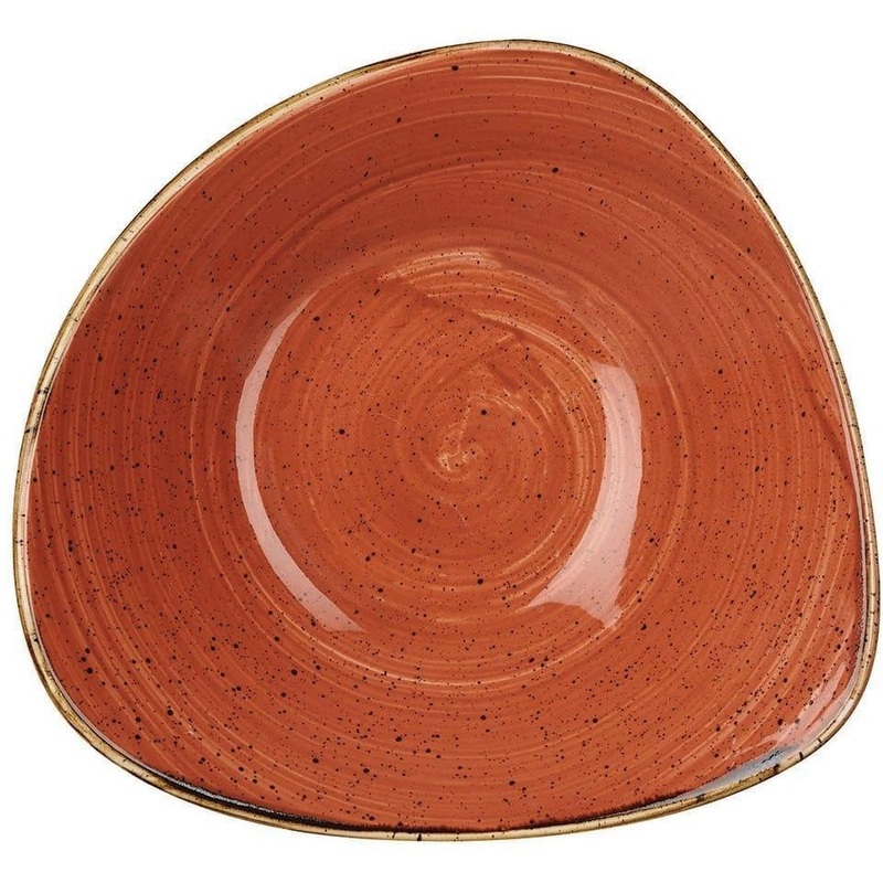 Churchill - 9.25" Super Vitrified Stonecast Spiced Orange Triangle Bowl, Pack of 12 - SSOSTRB91