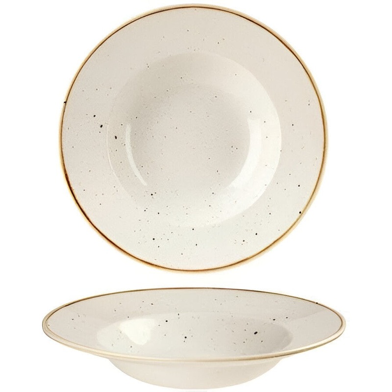 Churchill - Stonecast 9.5" Super Vitrified Barley White Wide Rim Bowl, Pack of 12 - SWHSVWBM1