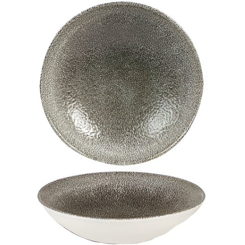 Churchill - Super Vitrified 7.25" Studio Prints Raku Quartz Black Small Coupe Bowl, Pack of 12 - RKBQEVB71