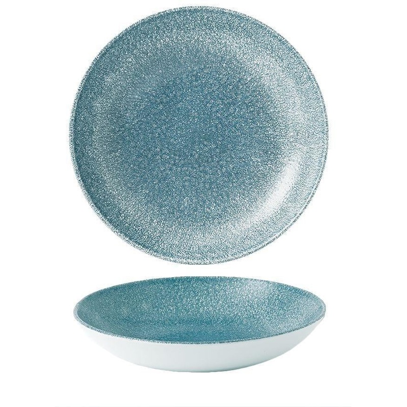Churchill - Super Vitrified 7.25" Studio Prints Raku Topaz Blue Small Coupe Bowl, Pack of 12 - RKTBEVB71