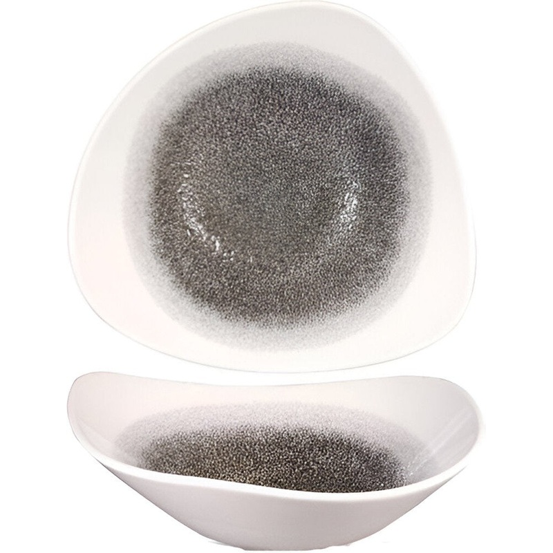 Churchill - Super Vitrified 9.25" Studio Prints Raku Quartz Black Triangle Bowl, Pack of 12 - RKBQTRB91