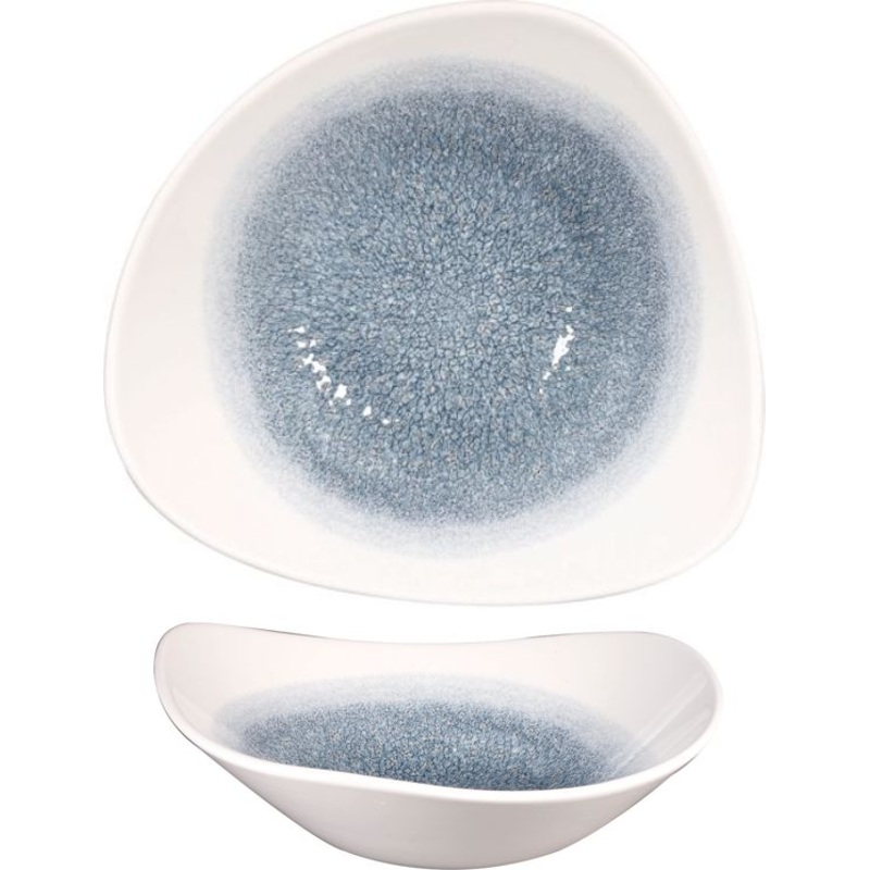 Churchill - Super Vitrified 9.25" Studio Prints Raku Topaz Blue Triangle Bowl, Pack of 12 - RKTBTRB91