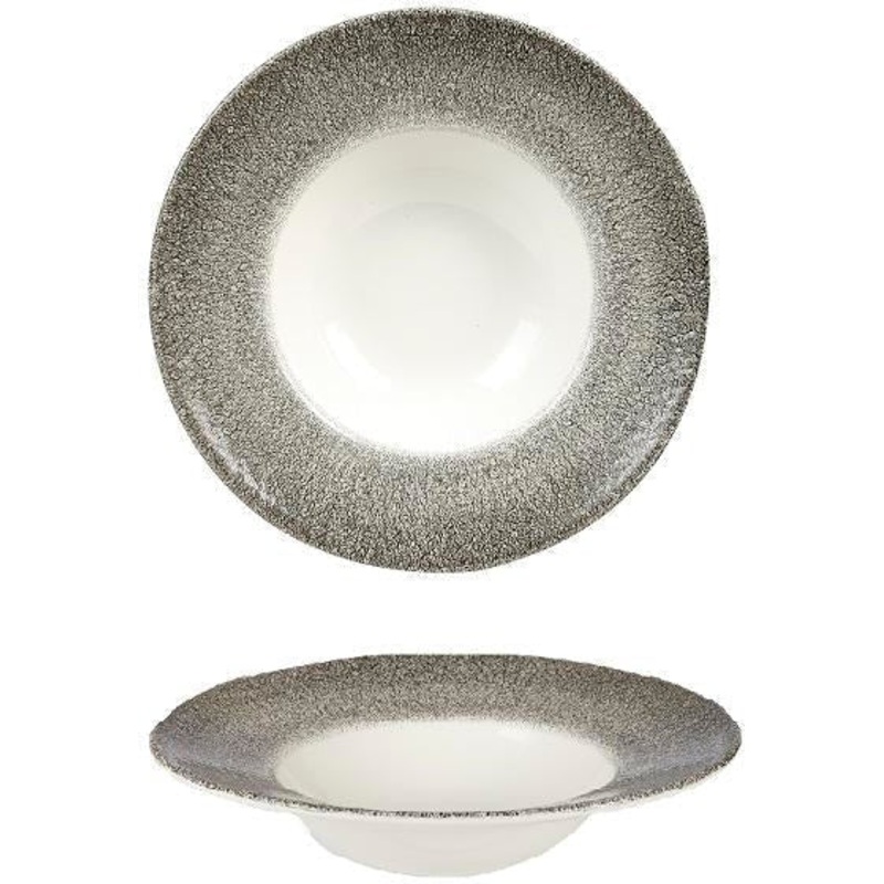 Churchill - Super Vitrified 9.5" Studio Prints Raku Quartz Black Wide Rim Bowl, Pack of 12 - RKBQVWBM1