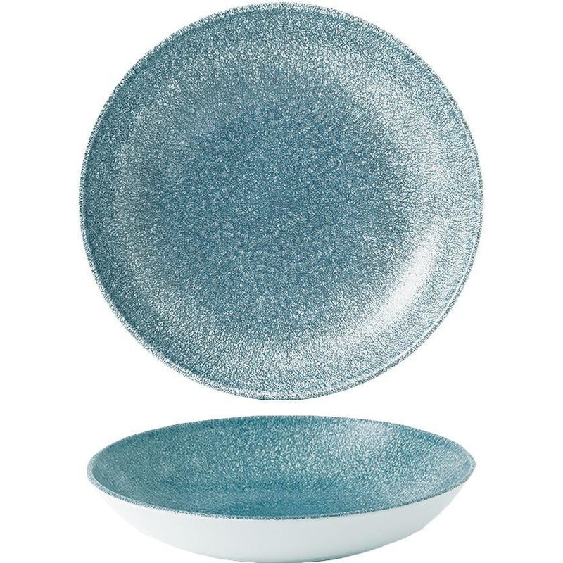 Churchill - Super Vitrified 9.75" Studio Prints Raku Topaz Blue Large Coupe Bowl, Pack of 12 - RKTBEVB91