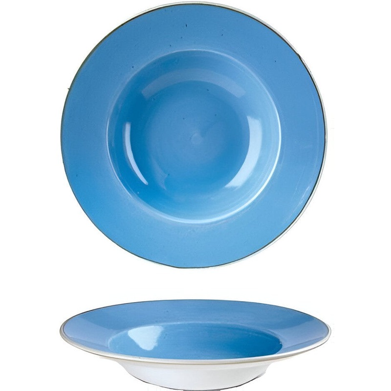 Churchill - 11" Super Vitrified Stonecast Cornflower Blue Wide Rim Bowl, Pack of 12 - SCFSVWBL1