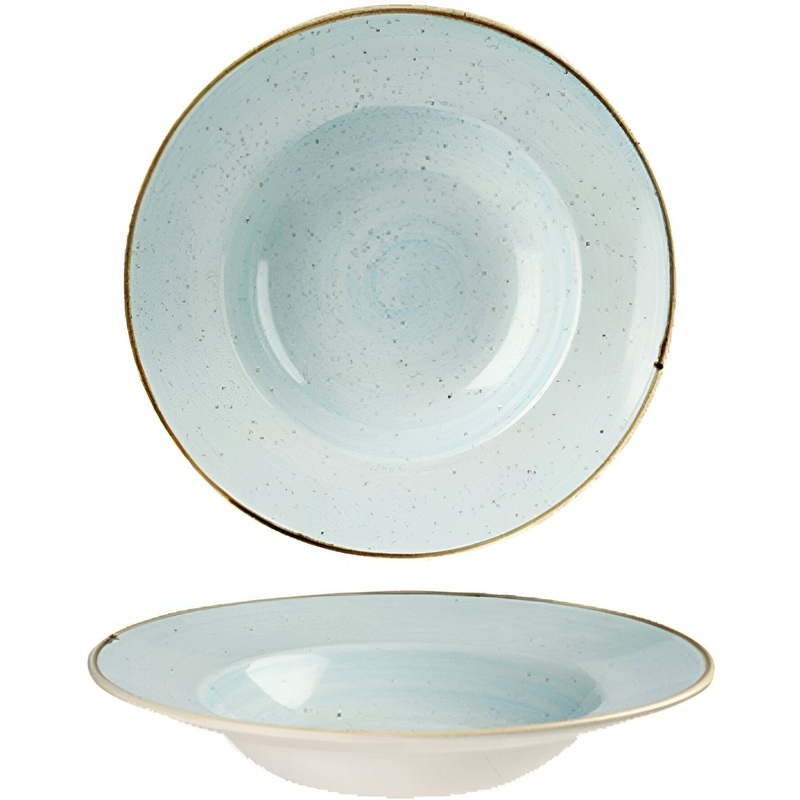 Churchill - 11" Super Vitrified Stonecast Duck Egg Blue Wide Rim Bowl, Pack of 12 - SDESVWBL1