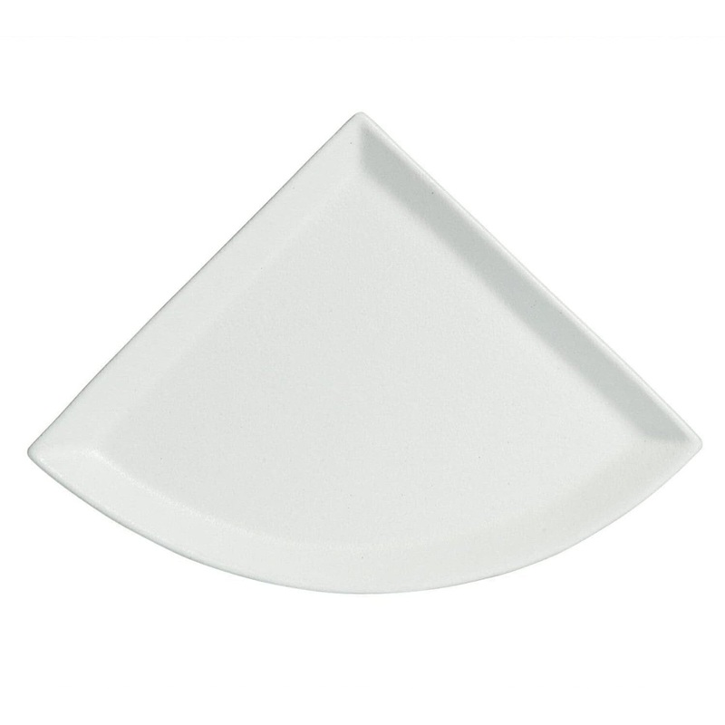 Bugambilia - Classic 11.4" X-Small White Quarter Moon Platter With Elegantly Textured - PM401WW